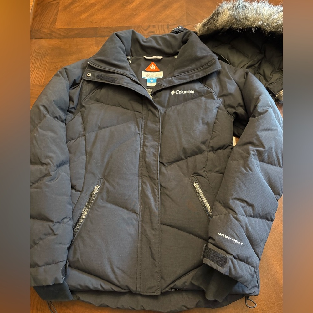 Columbia Charcoal Winter Jacket with Faux Fur Hood